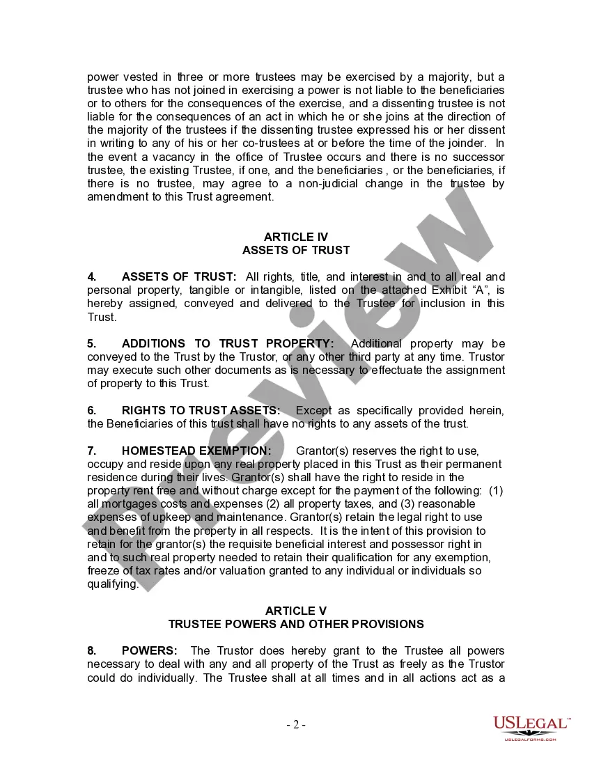 Preview Living Trust for Individual Who is Single, Divorced or Widow (or Widower) with Children