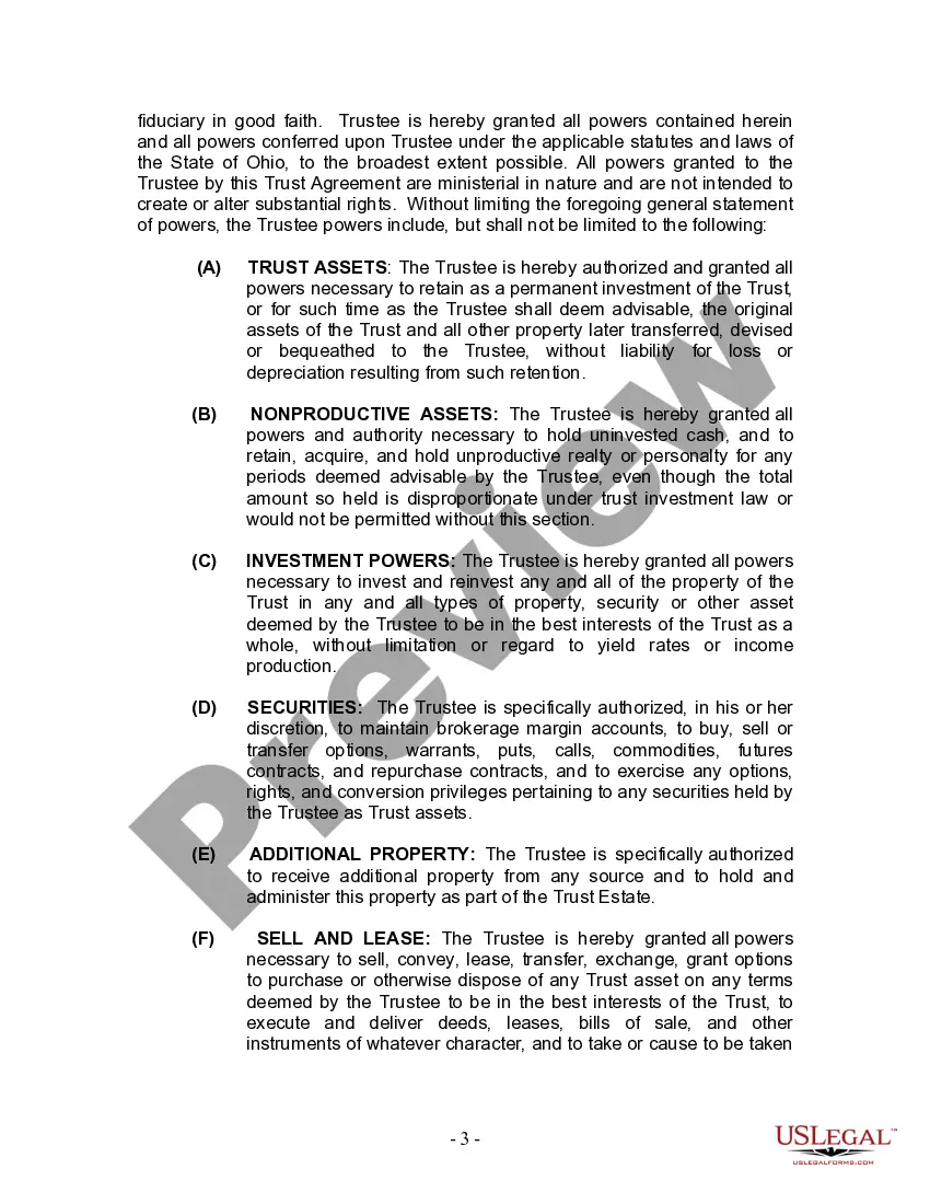 Preview Living Trust for Individual Who is Single, Divorced or Widow (or Widower) with Children