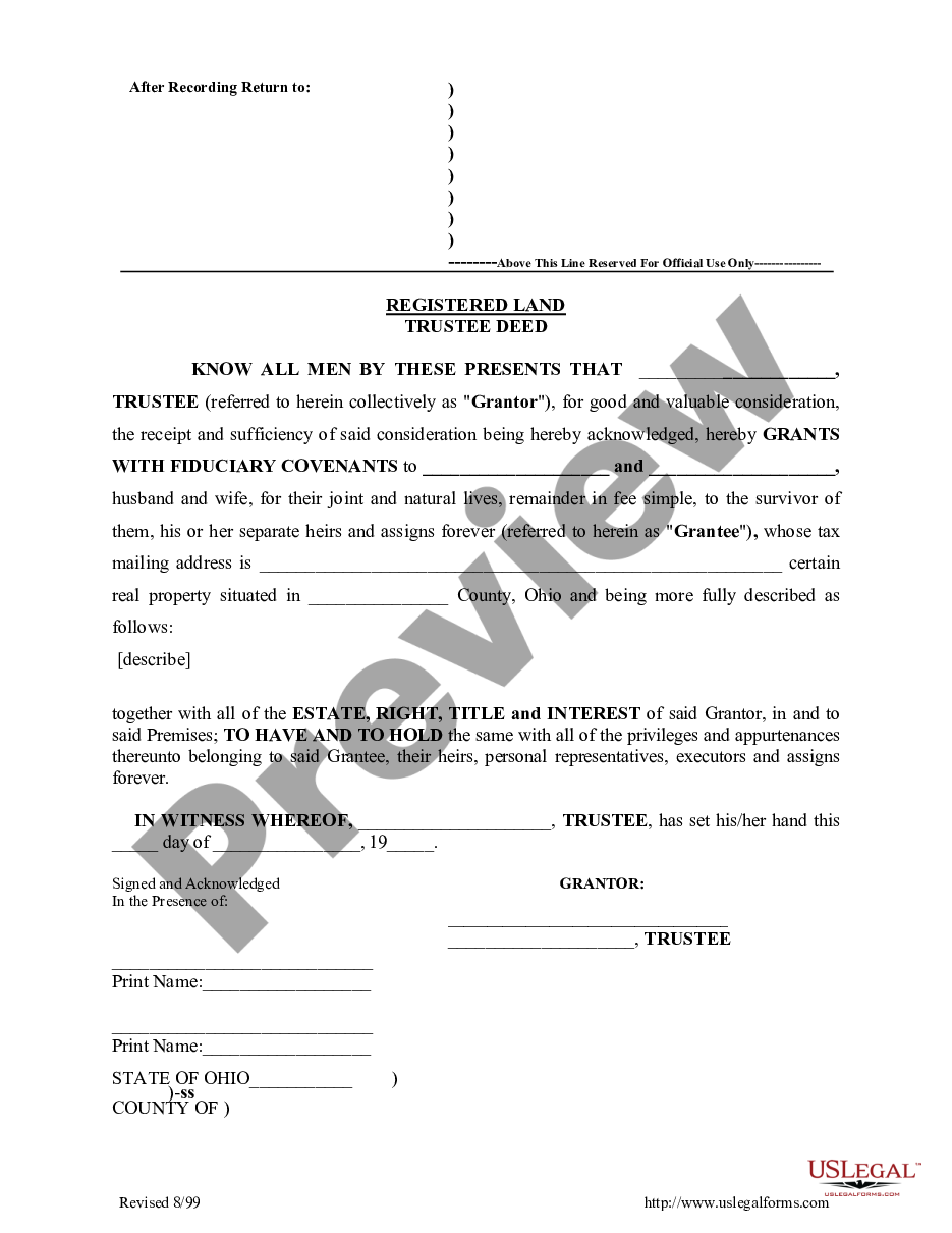 page 0 Registered Land - Trustees Deed preview