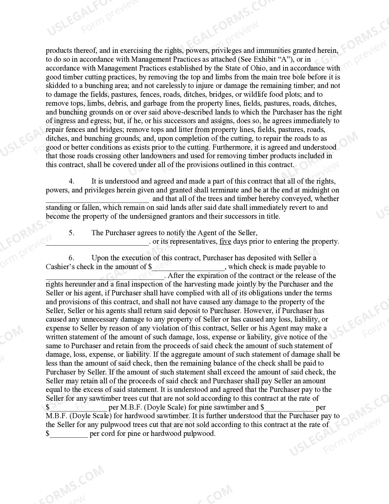 Preview Ohio Timber Sale Contract