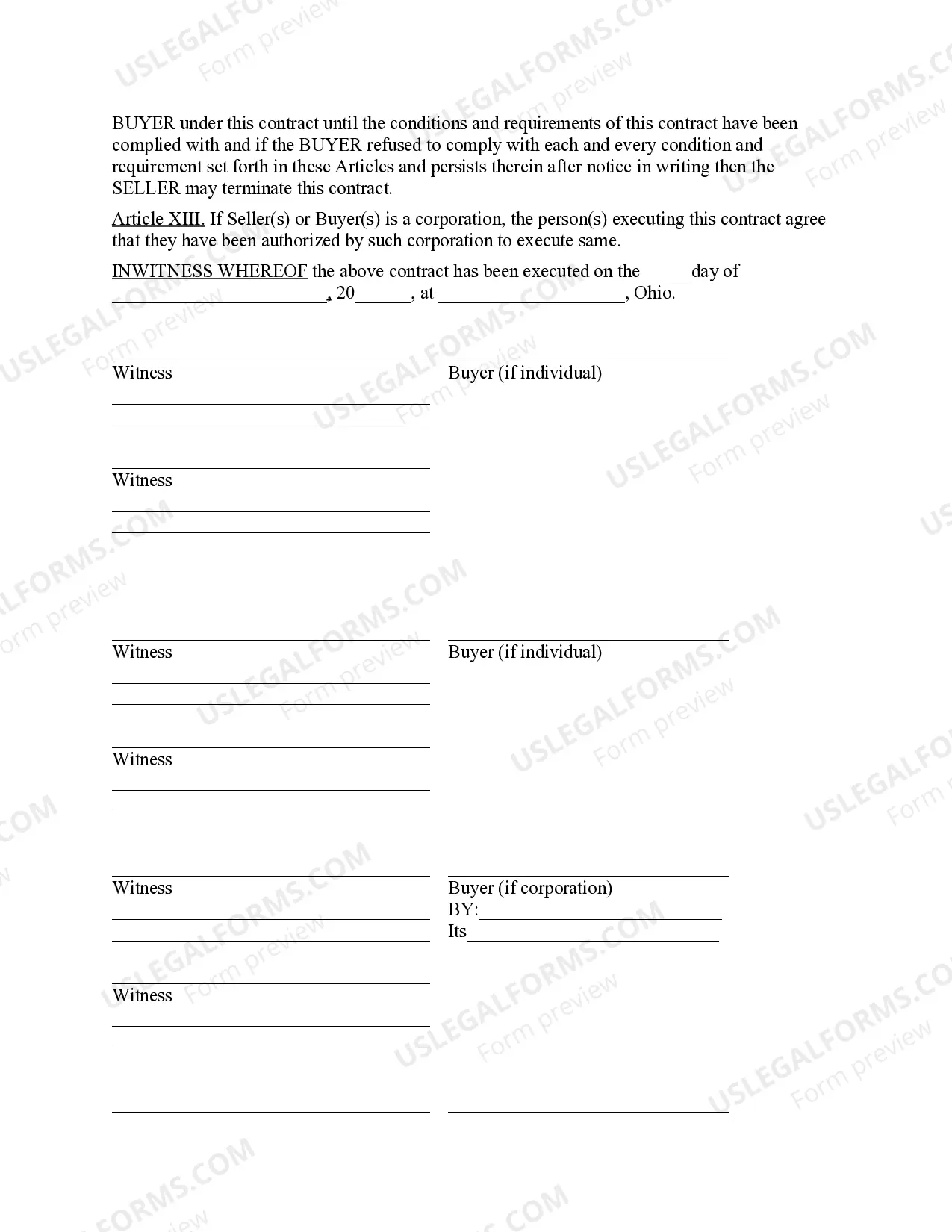 Preview Ohio Forest Products Timber Sale Contract