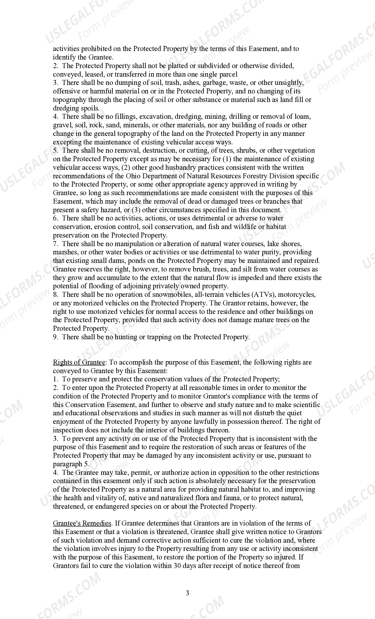 Ohio Conservation Easement To Preserve Scenic Conditions Conservation