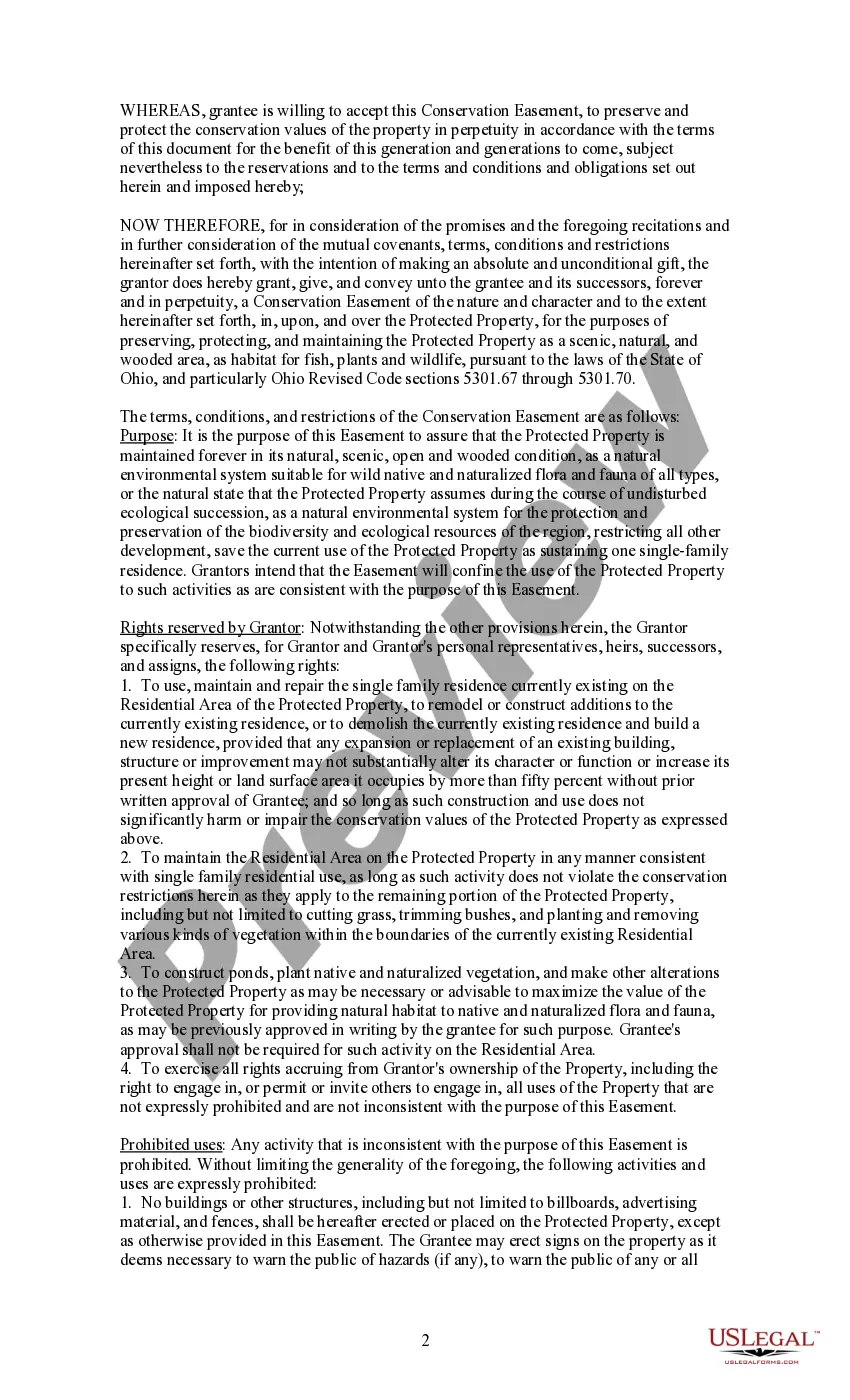 Preview Conservation Easement To Preserve Scenic Conditions