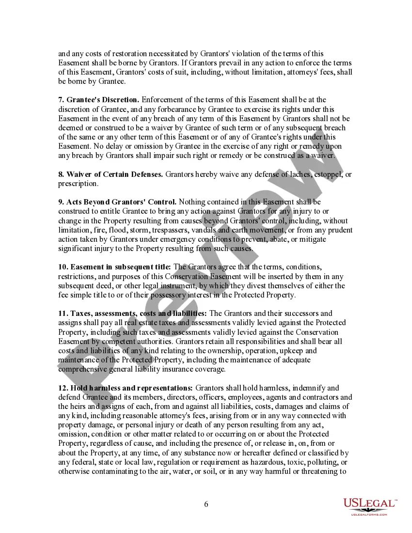 Preview Grant of Conservation Easement from Husband and Wife