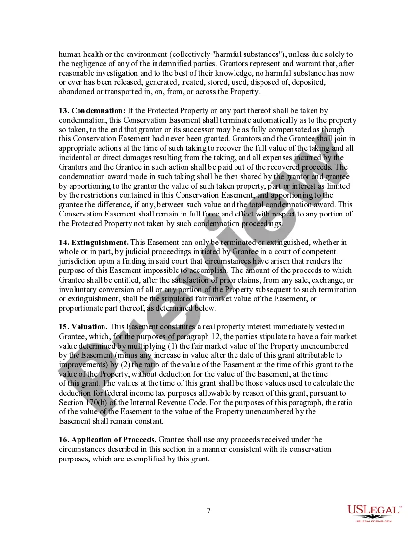 Preview Grant of Conservation Easement from Husband and Wife