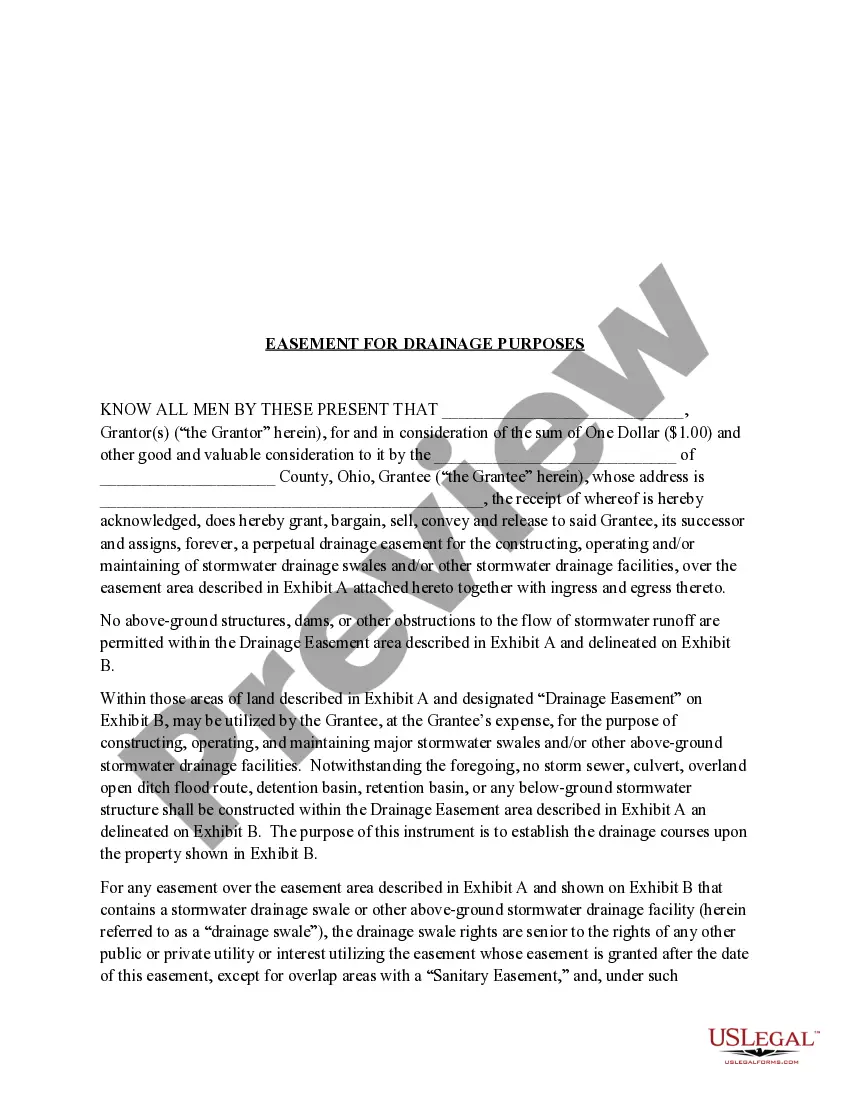 Preview Easement for Drainage Purposes