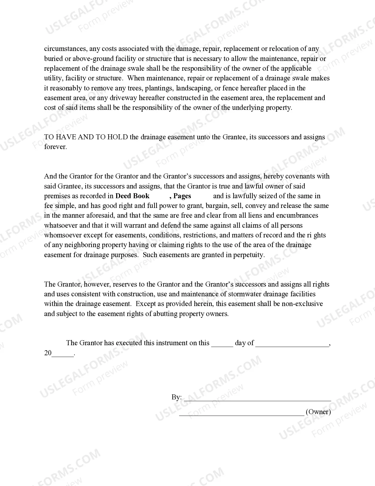 Preview Easement for Drainage Purposes