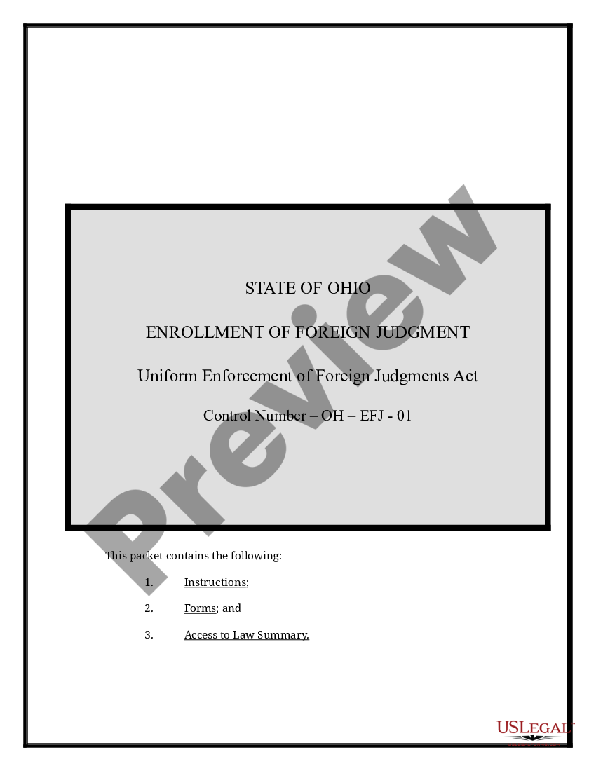 Ohio Foreign Judgment Enrollment US Legal Forms
