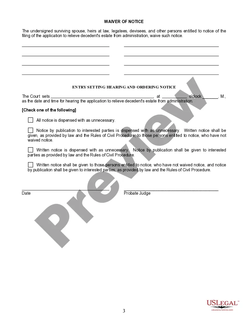 Preview Small Estate Affidavit for Estates Not More Than $35,00, or $100,000 and Inherited Fully by Spouse