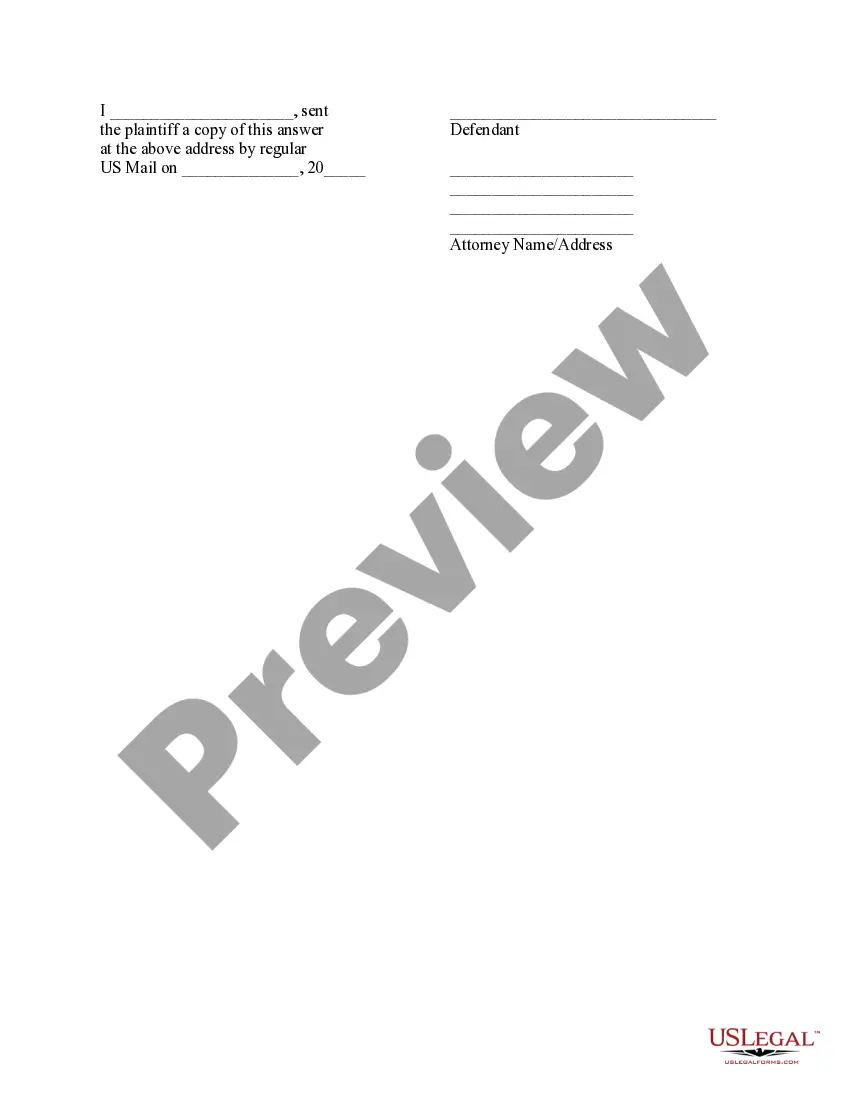 Preview Answer and or Counterclaim