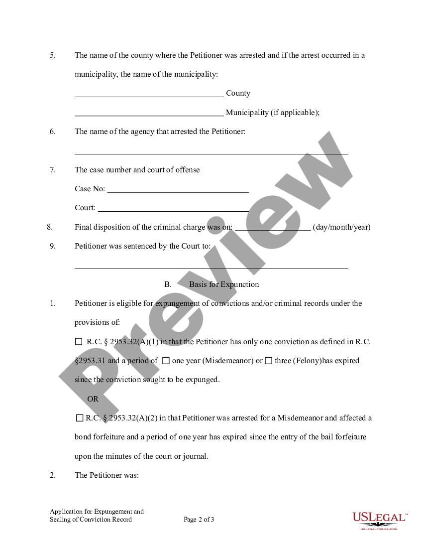 Ohio Expungement Package Ohio Expungement US Legal Forms