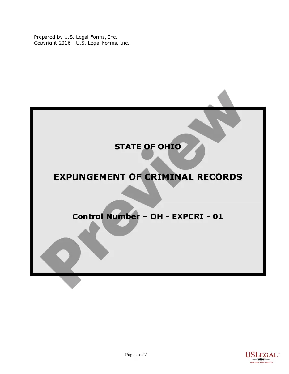 Ohio Application For Expungement US Legal Forms
