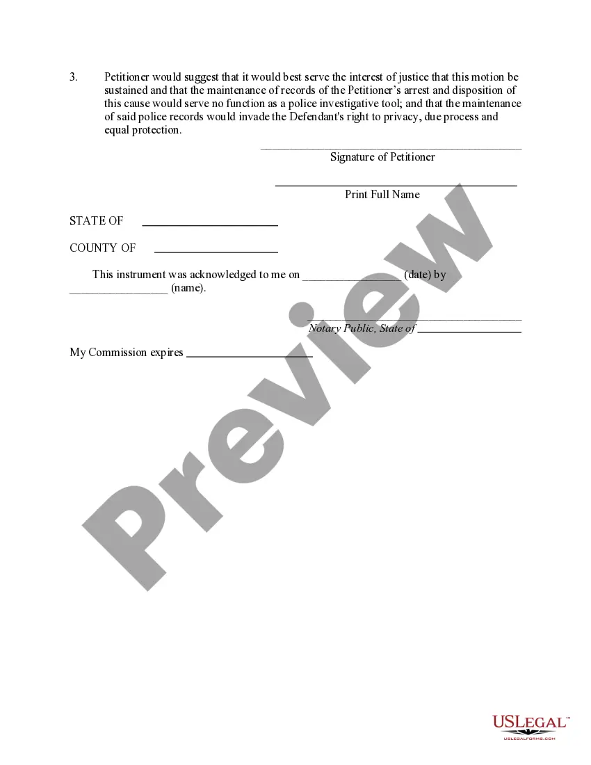 Preview Application for Sealing / Expungement of Arrest Record Under R.C. 2953.52
