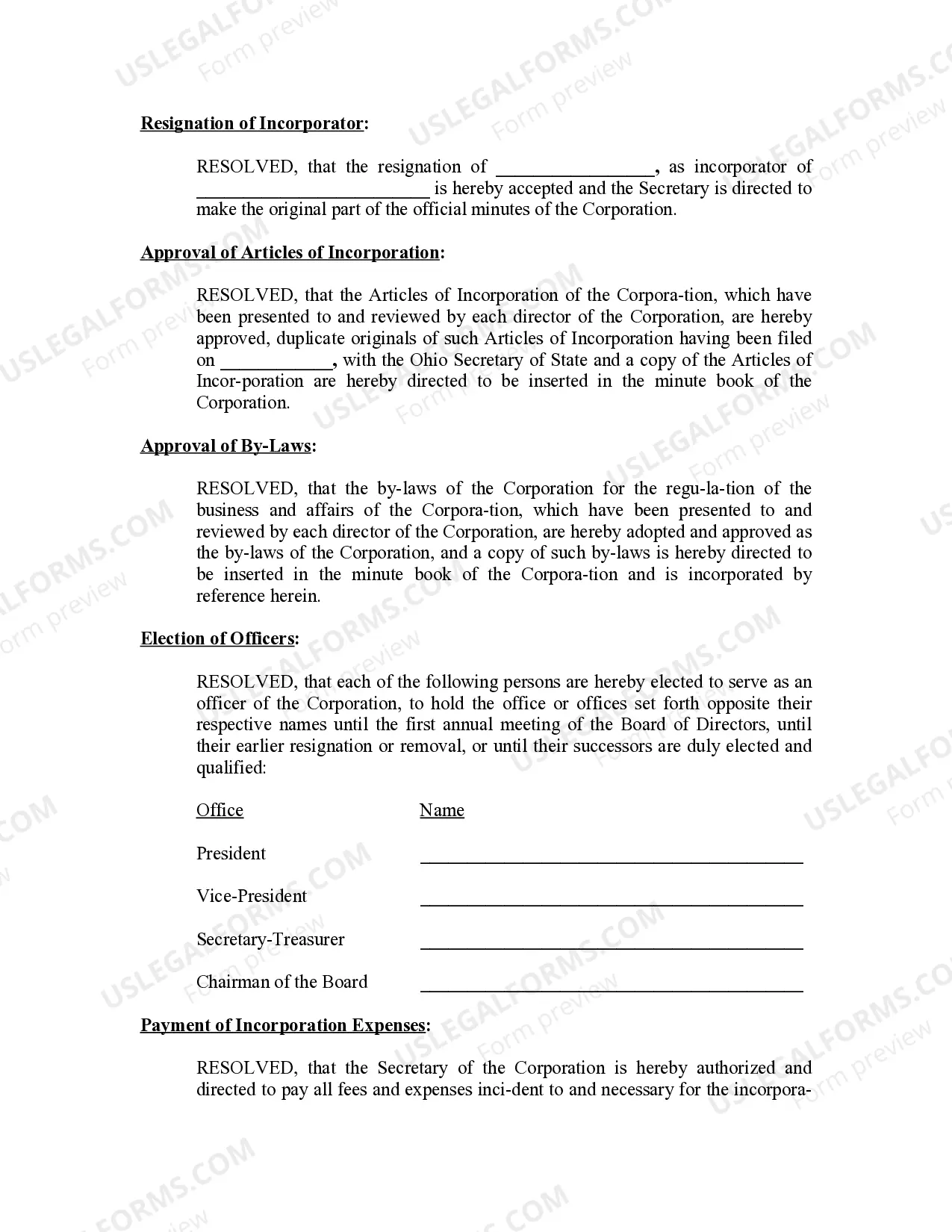 Preview Minutes for Organizational Meeting