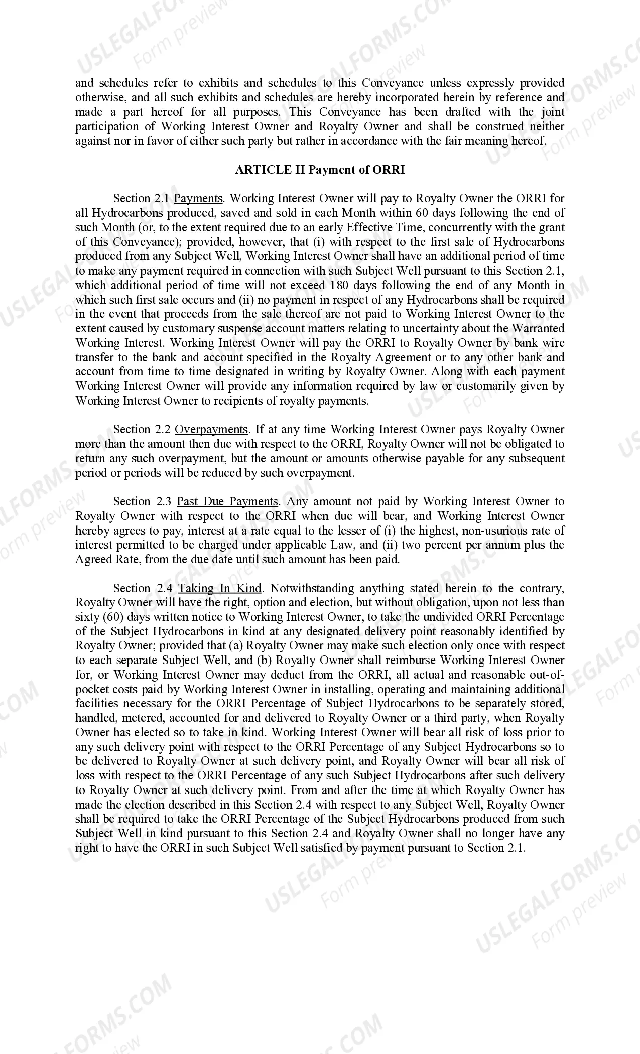 Preview Conveyance of Overriding Royalty Interest