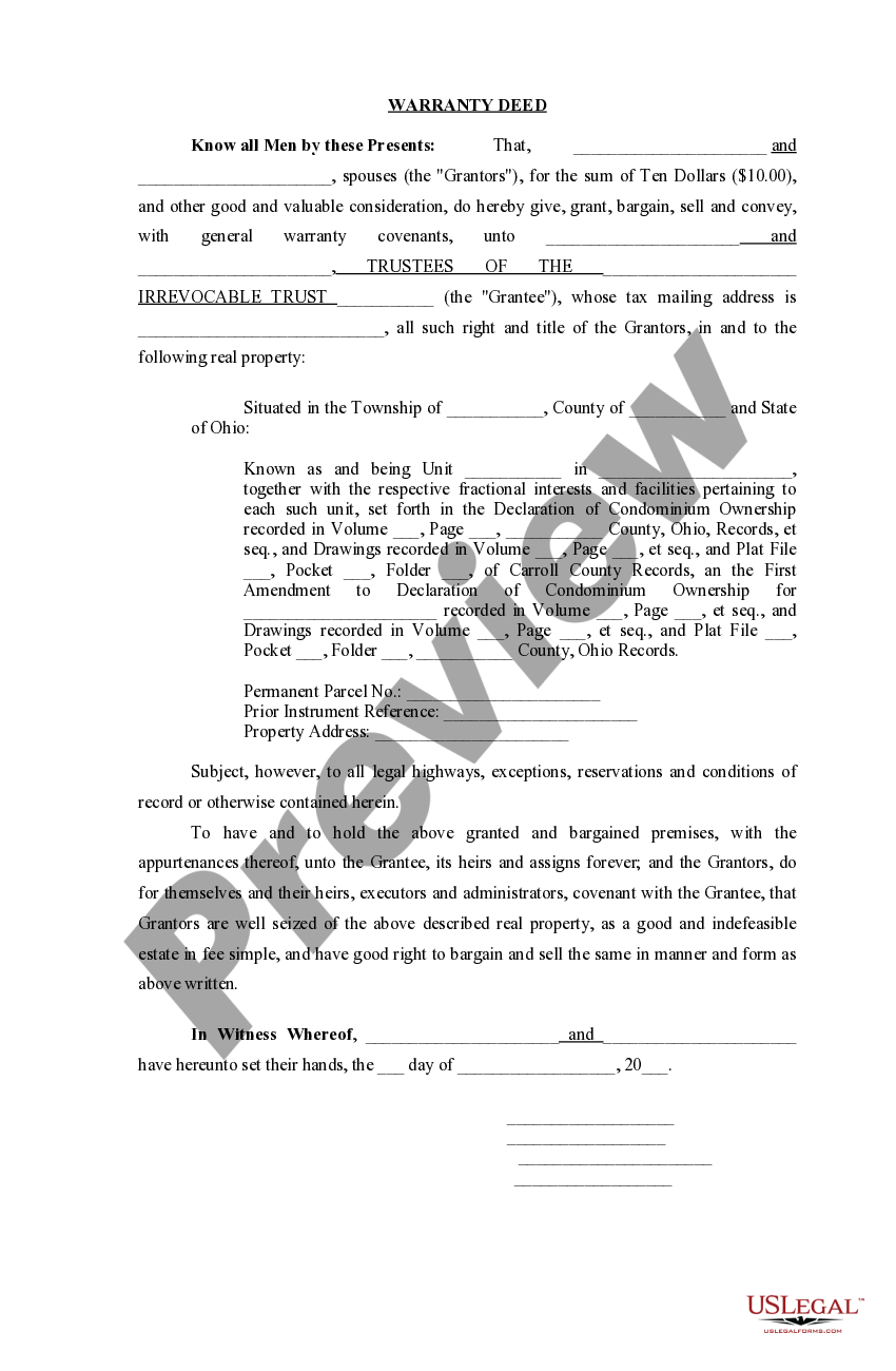Ohio Warranty Deed US Legal Forms