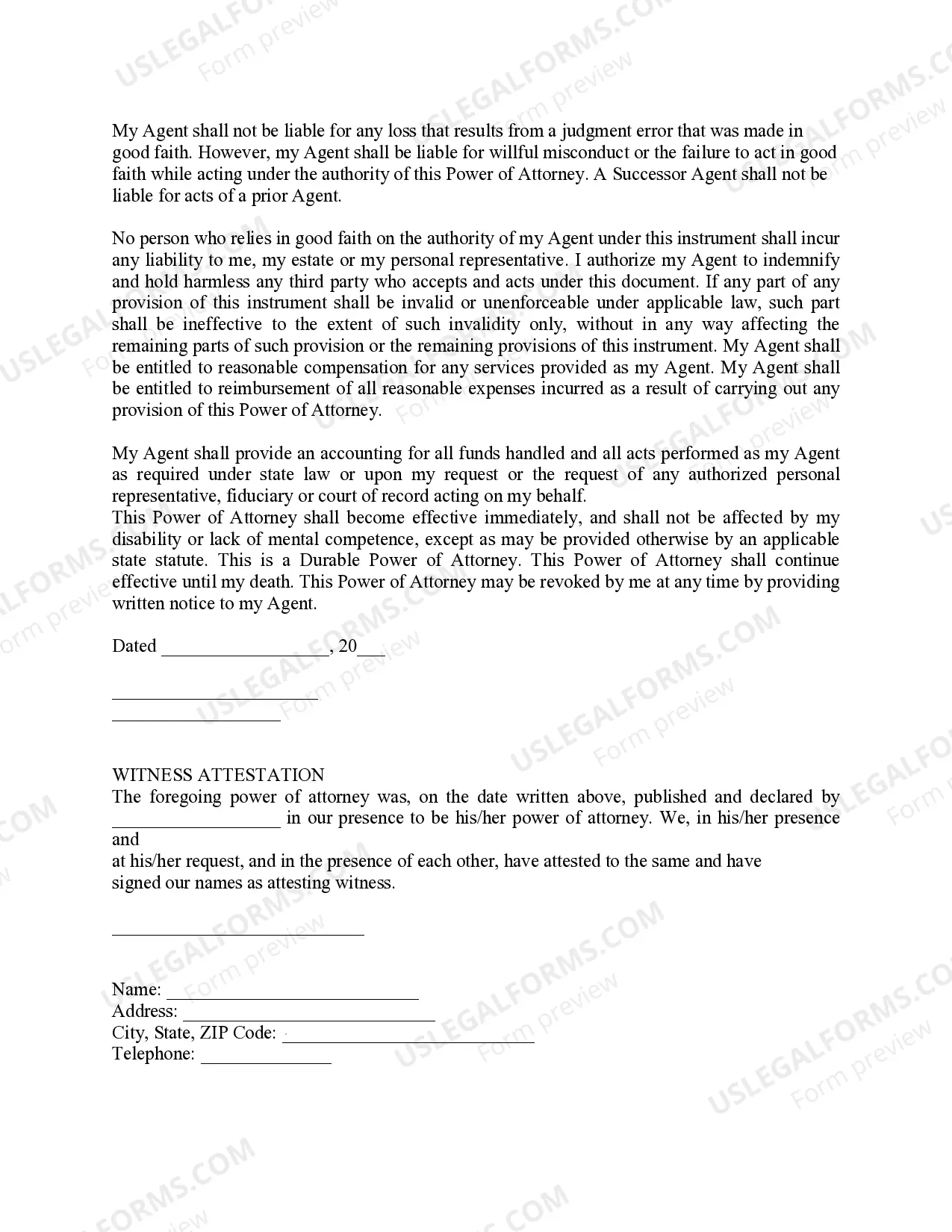 Preview Durable Power of Attorney