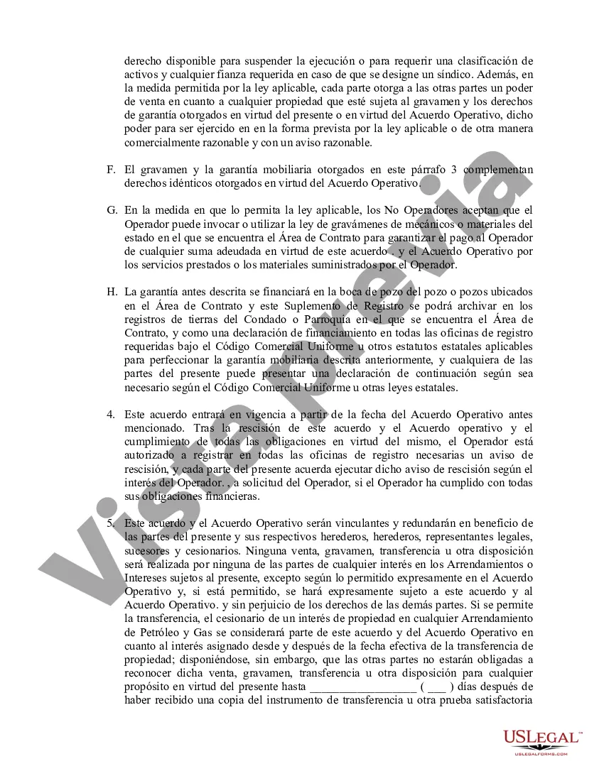 Preview Suplemento de Registro del Acuerdo Operativo y Declaración de Financiamiento