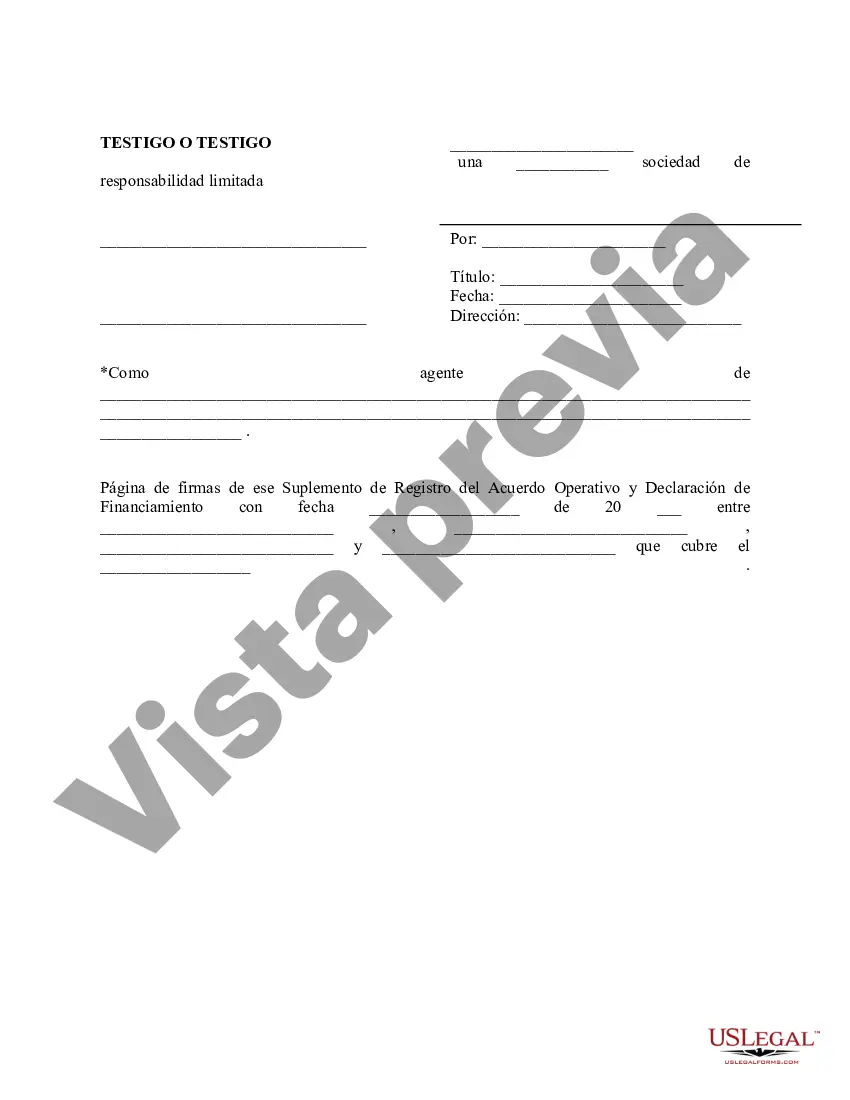 Preview Suplemento de Registro del Acuerdo Operativo y Declaración de Financiamiento