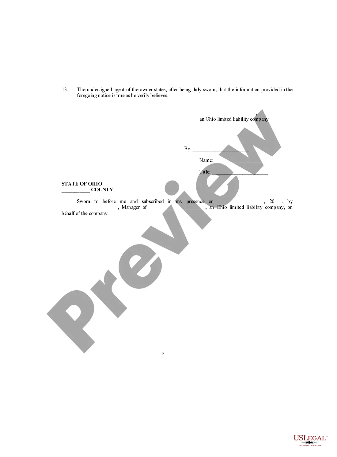 Preview Notice of Commencement by a LLC