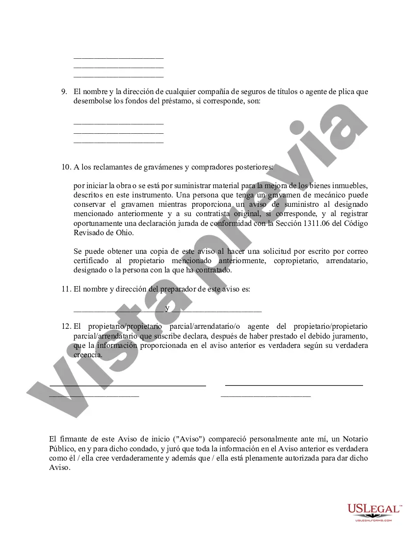 Preview Aviso de inicio