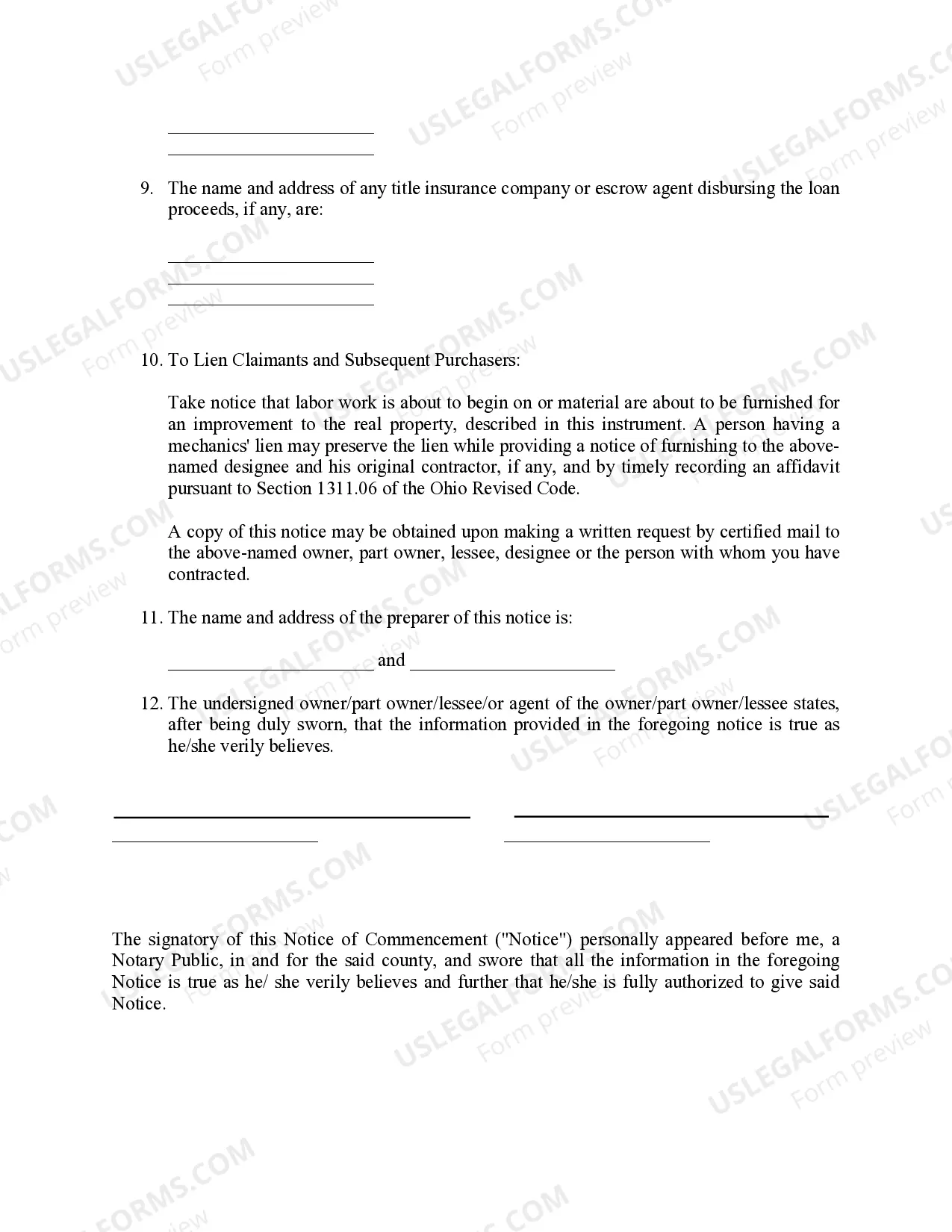 Preview Notice of Commencement