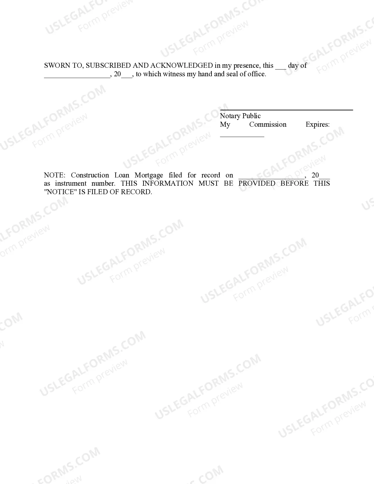 Preview Notice of Commencement