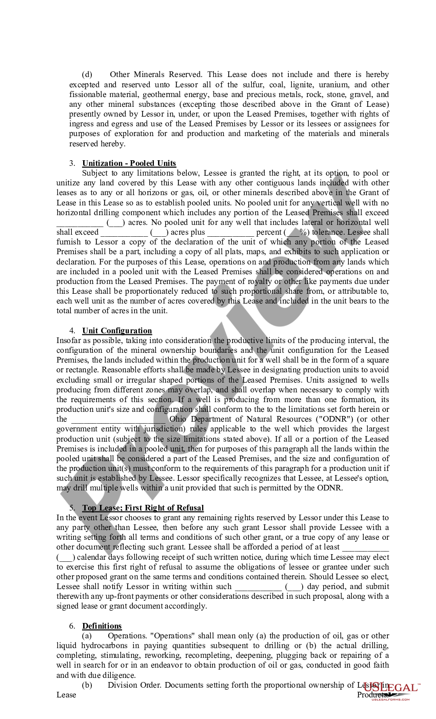 Ohio Memorandum Of Oil And Gas Lease Us Legal Forms