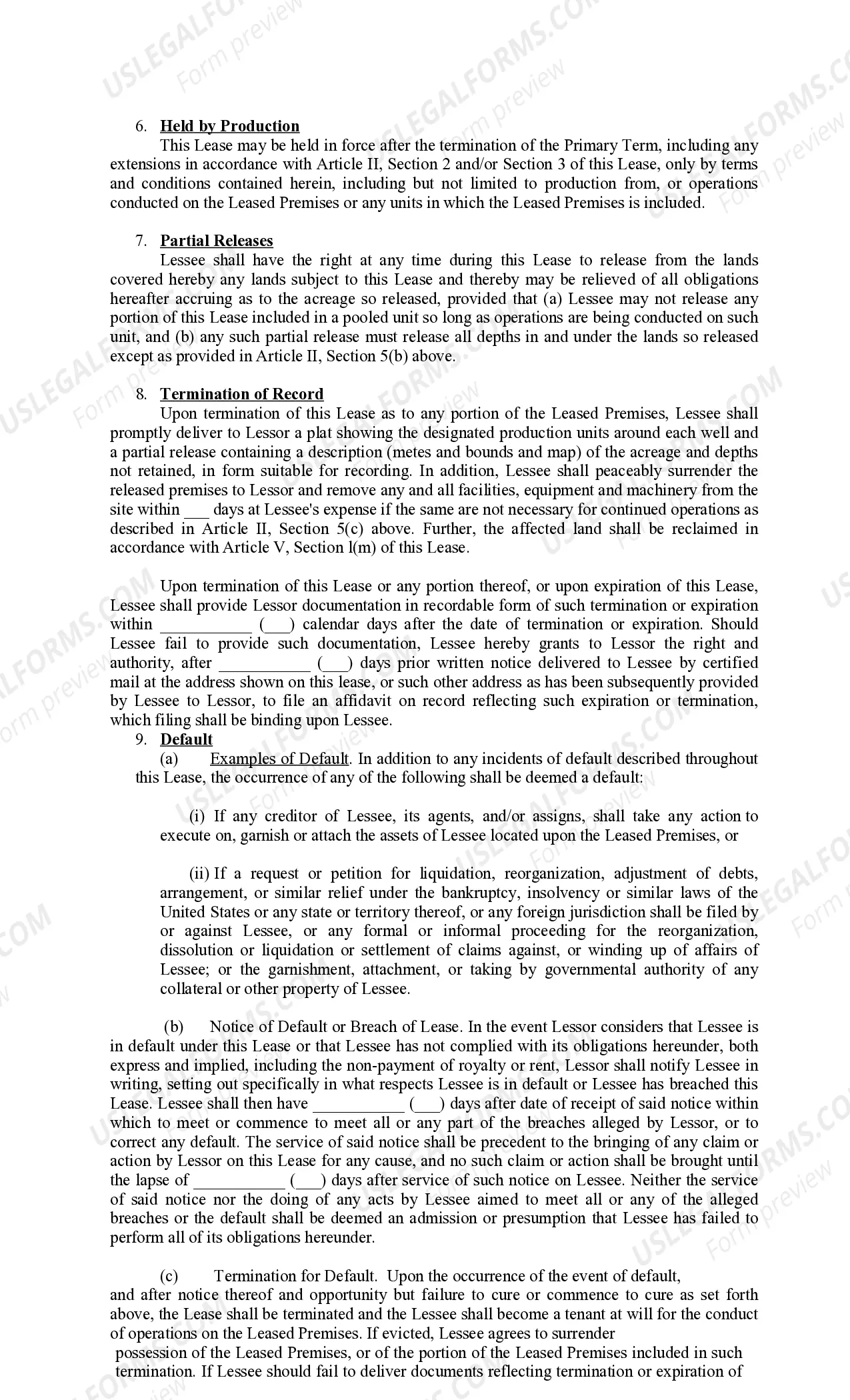 Preview Memorandum of Oil and Gas Lease