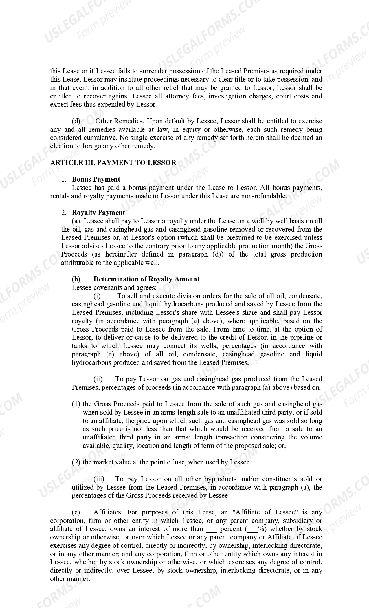 Preview Memorandum of Oil and Gas Lease