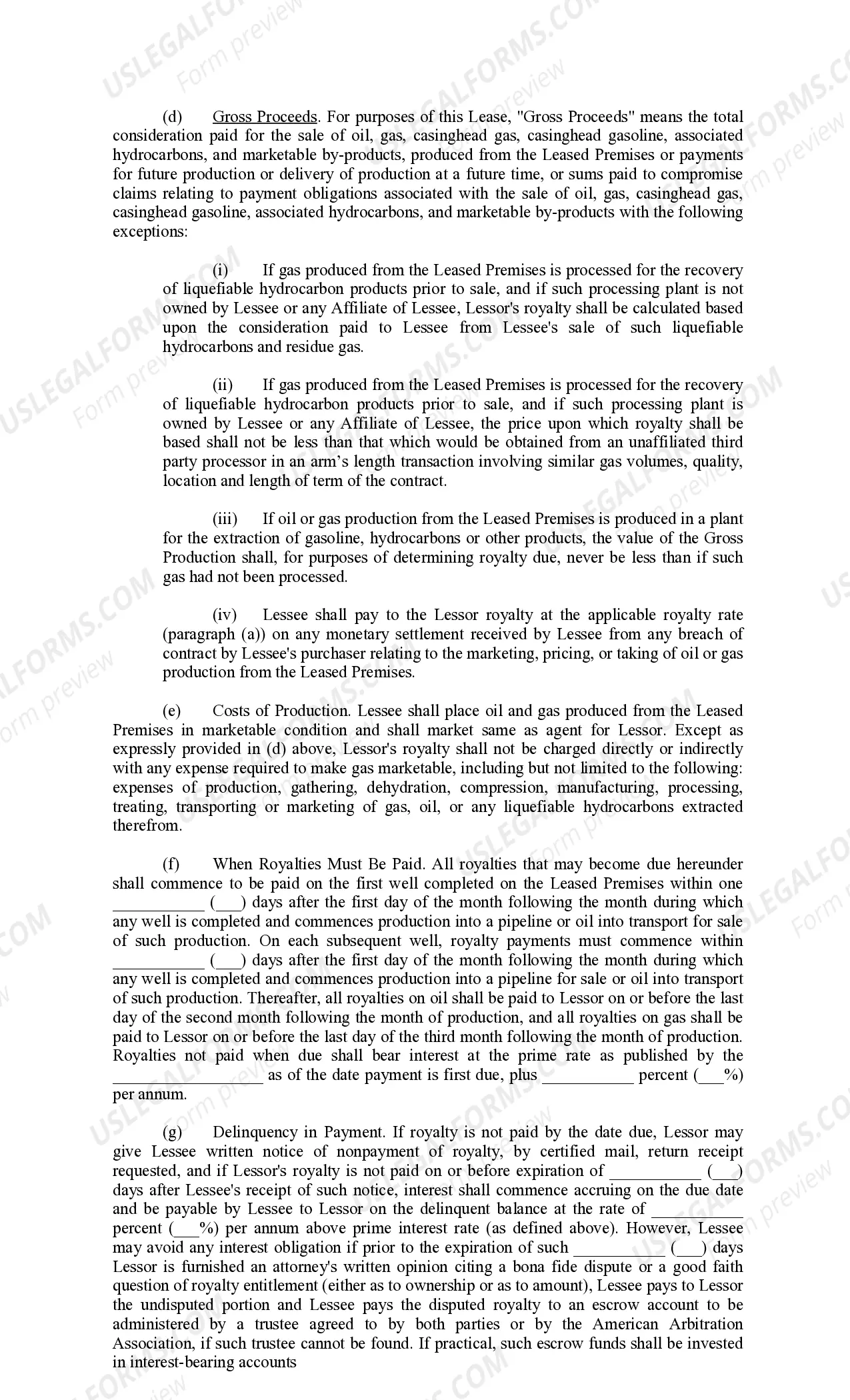 Preview Memorandum of Oil and Gas Lease