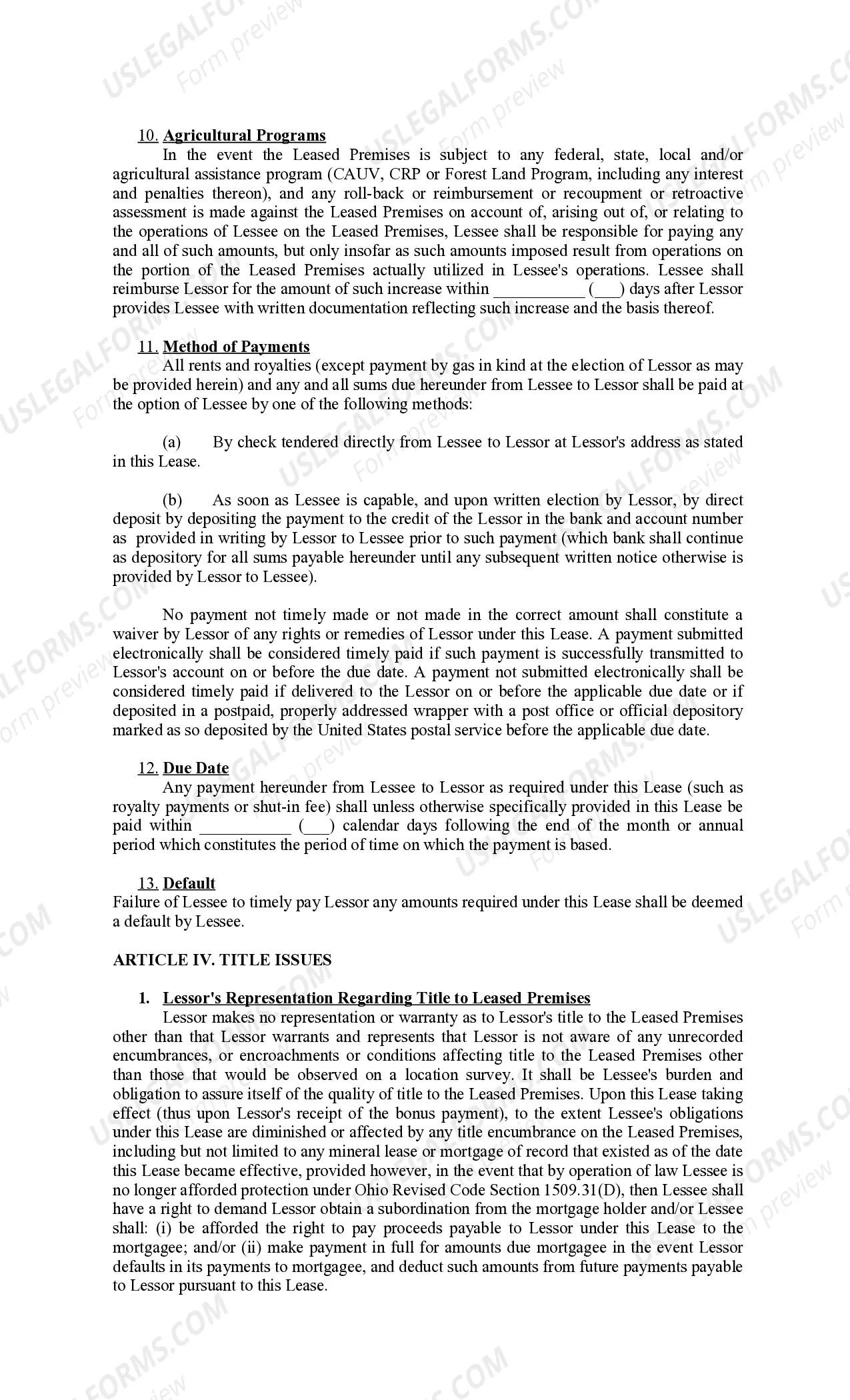 Preview Memorandum of Oil and Gas Lease