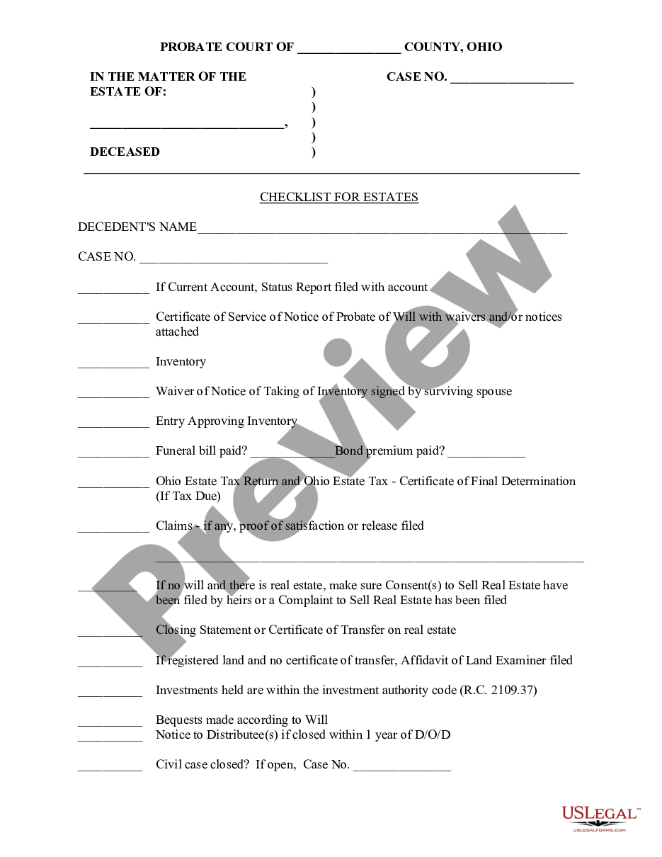 page 0 Checklist for Estates preview