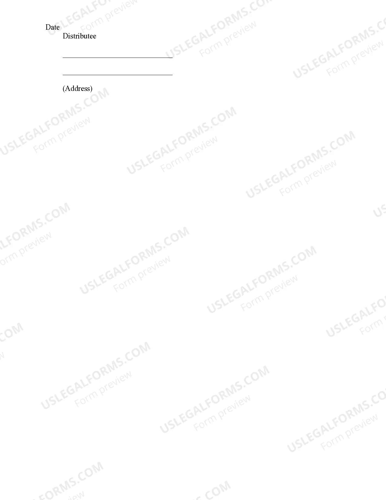 Preview Notice to Distributee