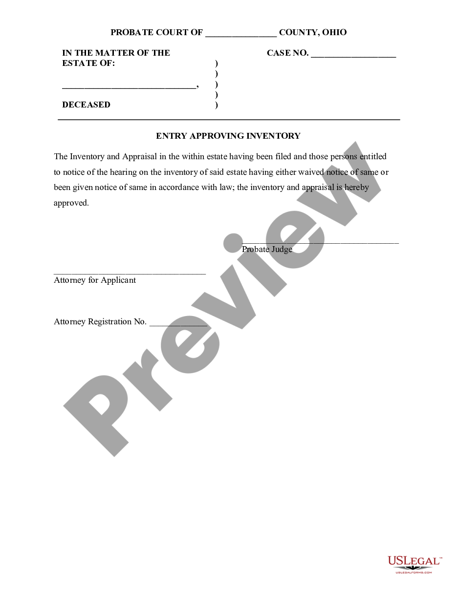 form Entry Approving Inventory preview
