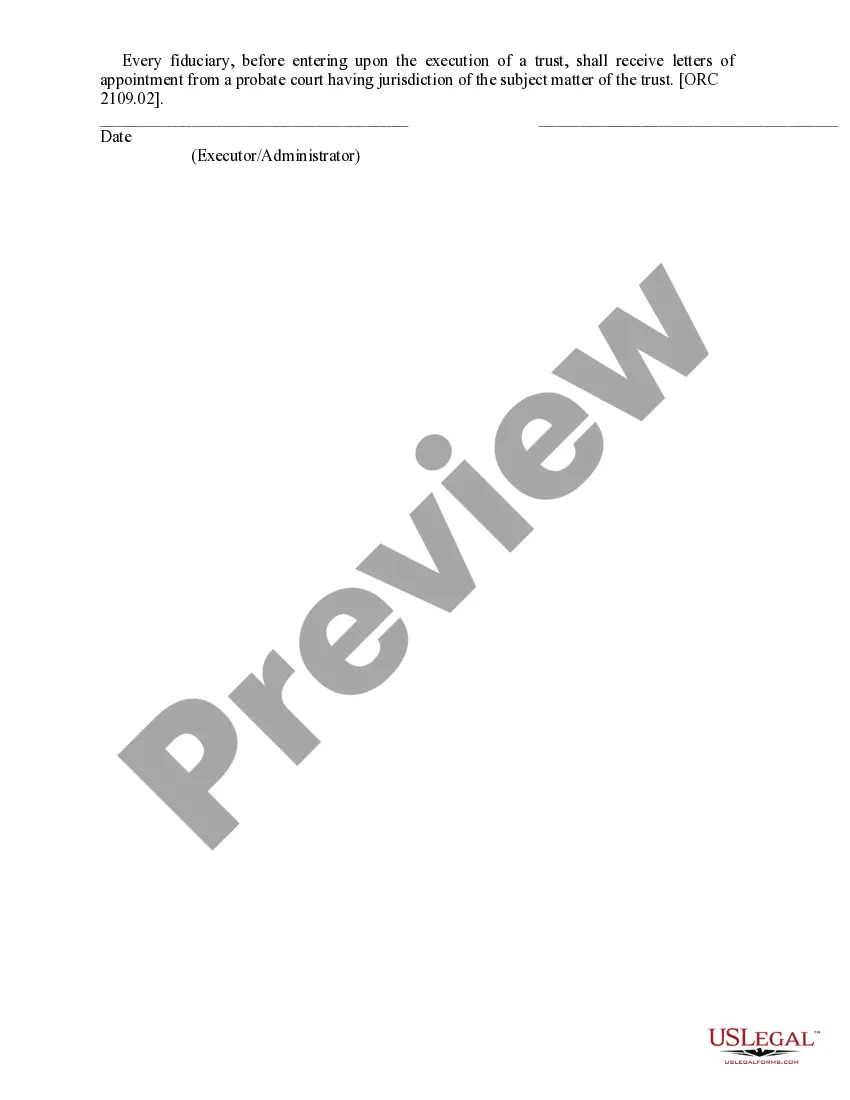 Preview Fiduciary Acceptance - Executor - Administrator