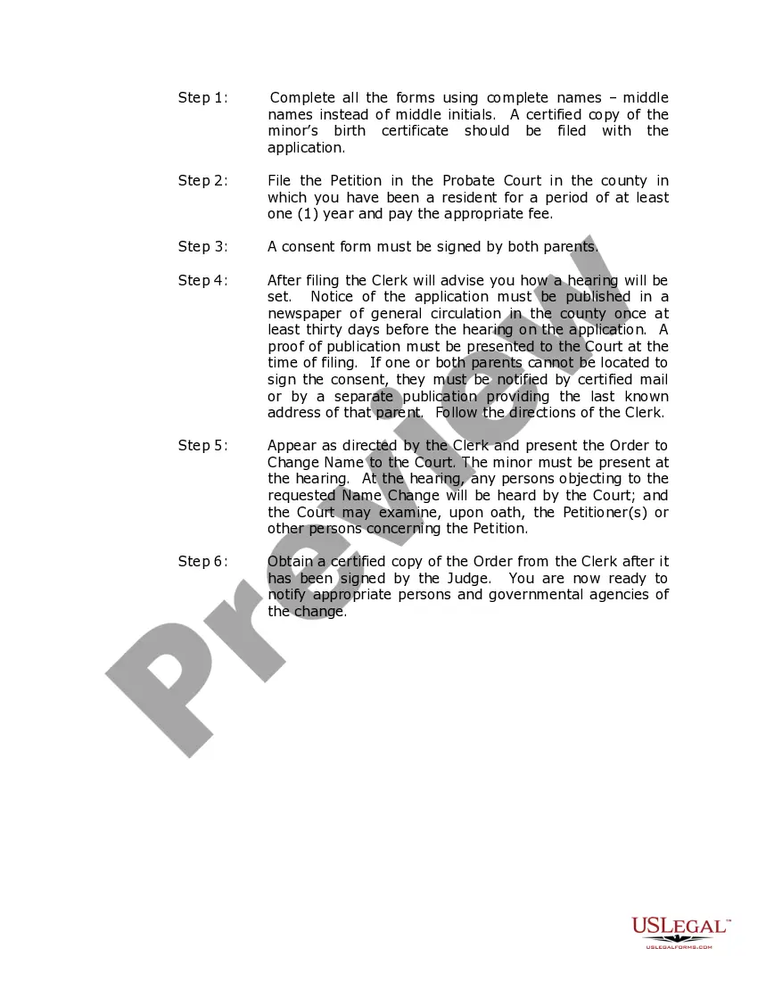 Get Ohio Name Change Instructions and Forms Package for a Minor Preview Ohio Name Change Instructions and Forms Package for a Minor
