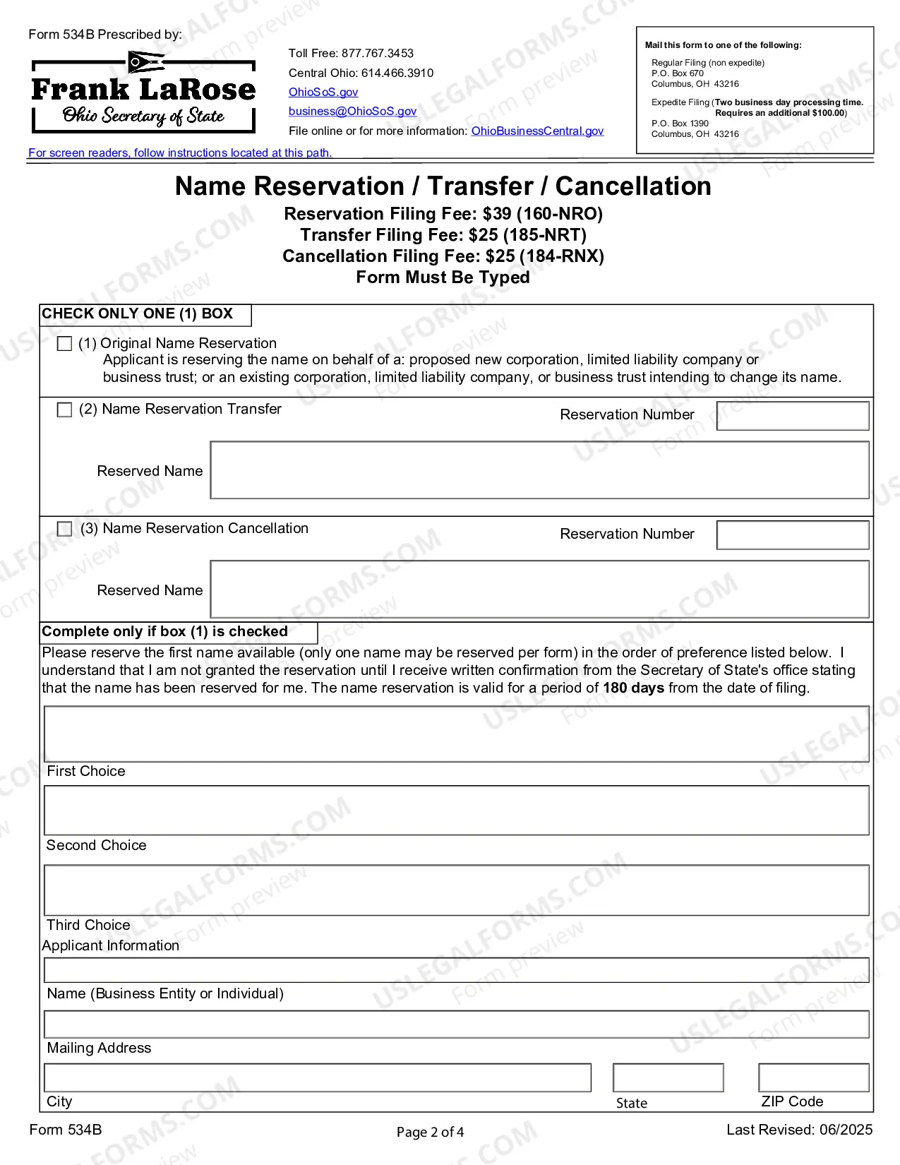 Preview Application of Name Reservation