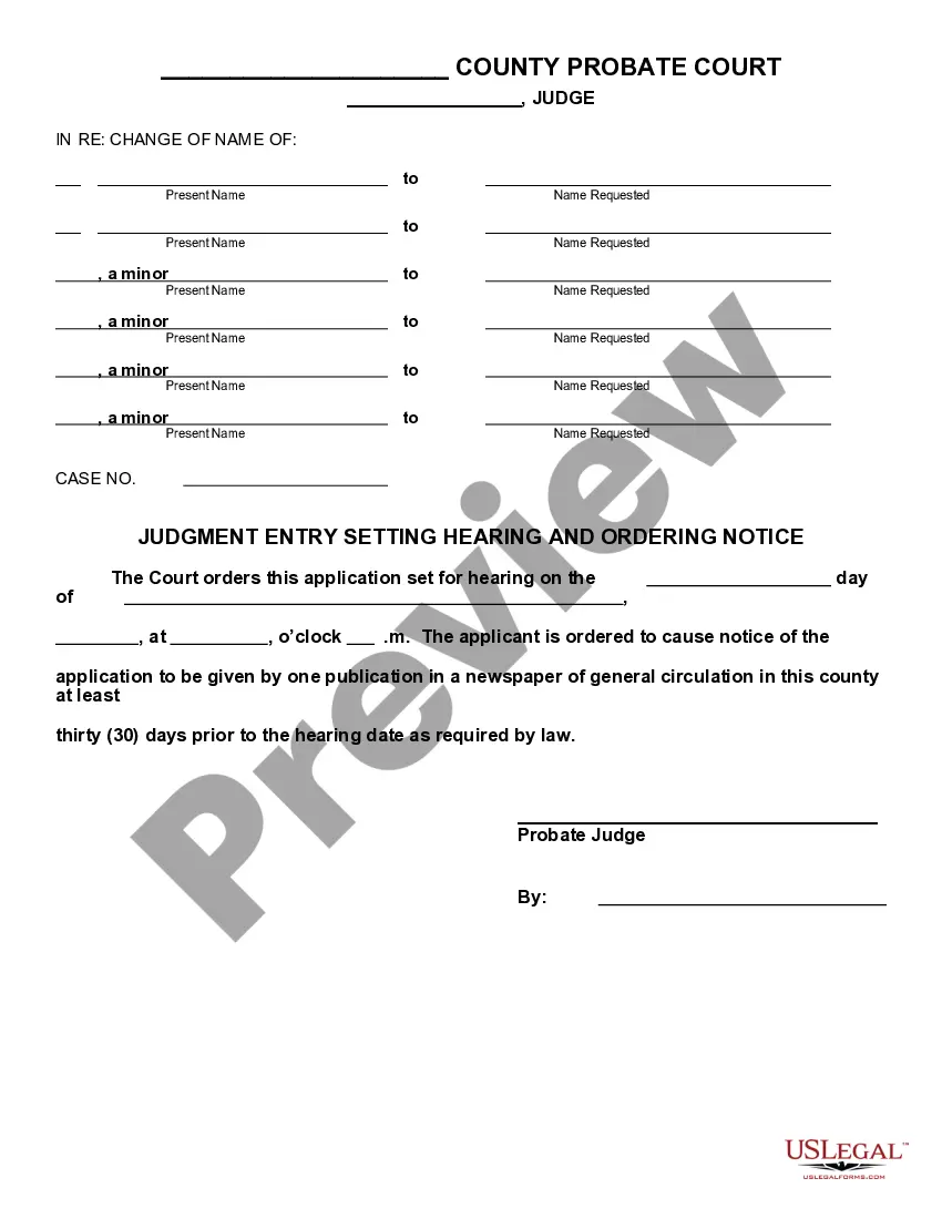 Get Judgment Setting Hearing and Ordering Notice for Name Change Preview Judgment Setting Hearing and Ordering Notice for Name Change