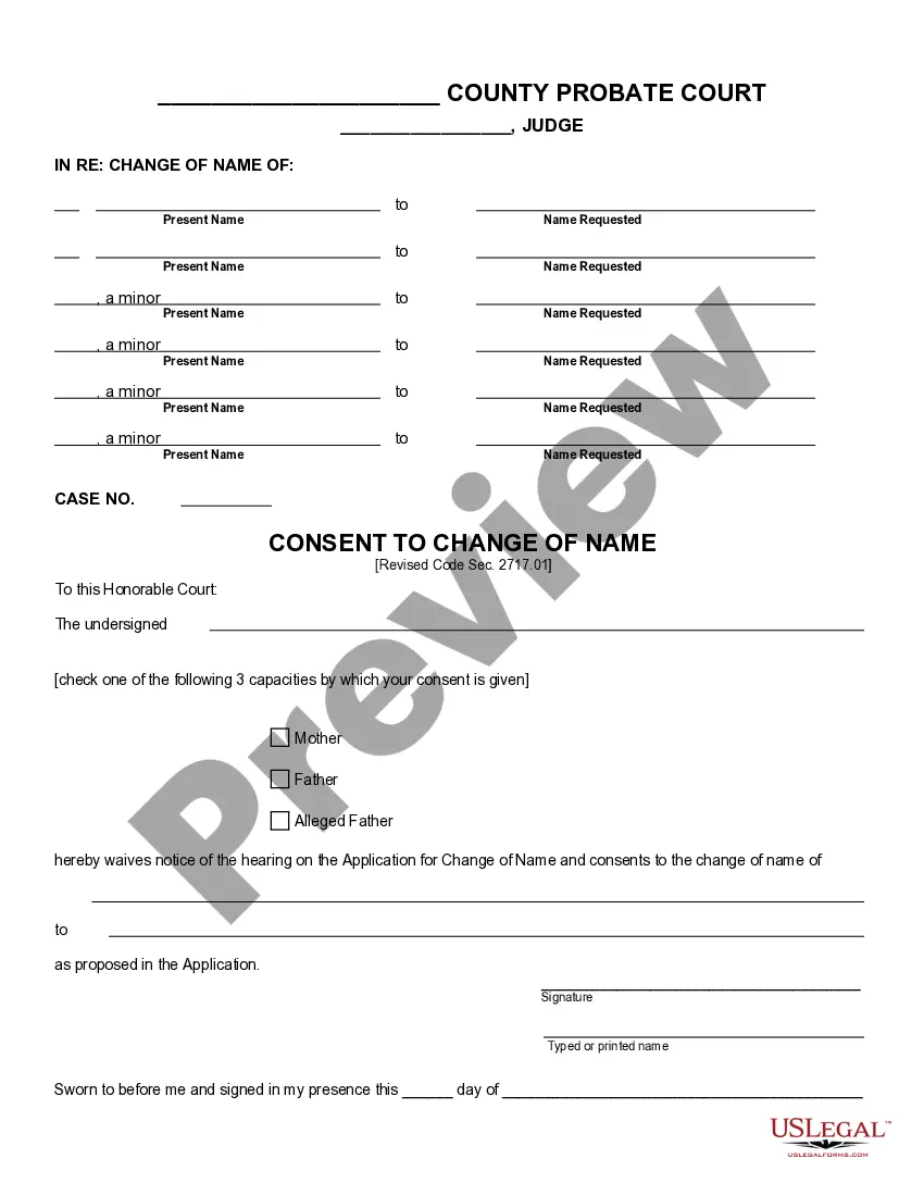 Preview Consent to Change of Name