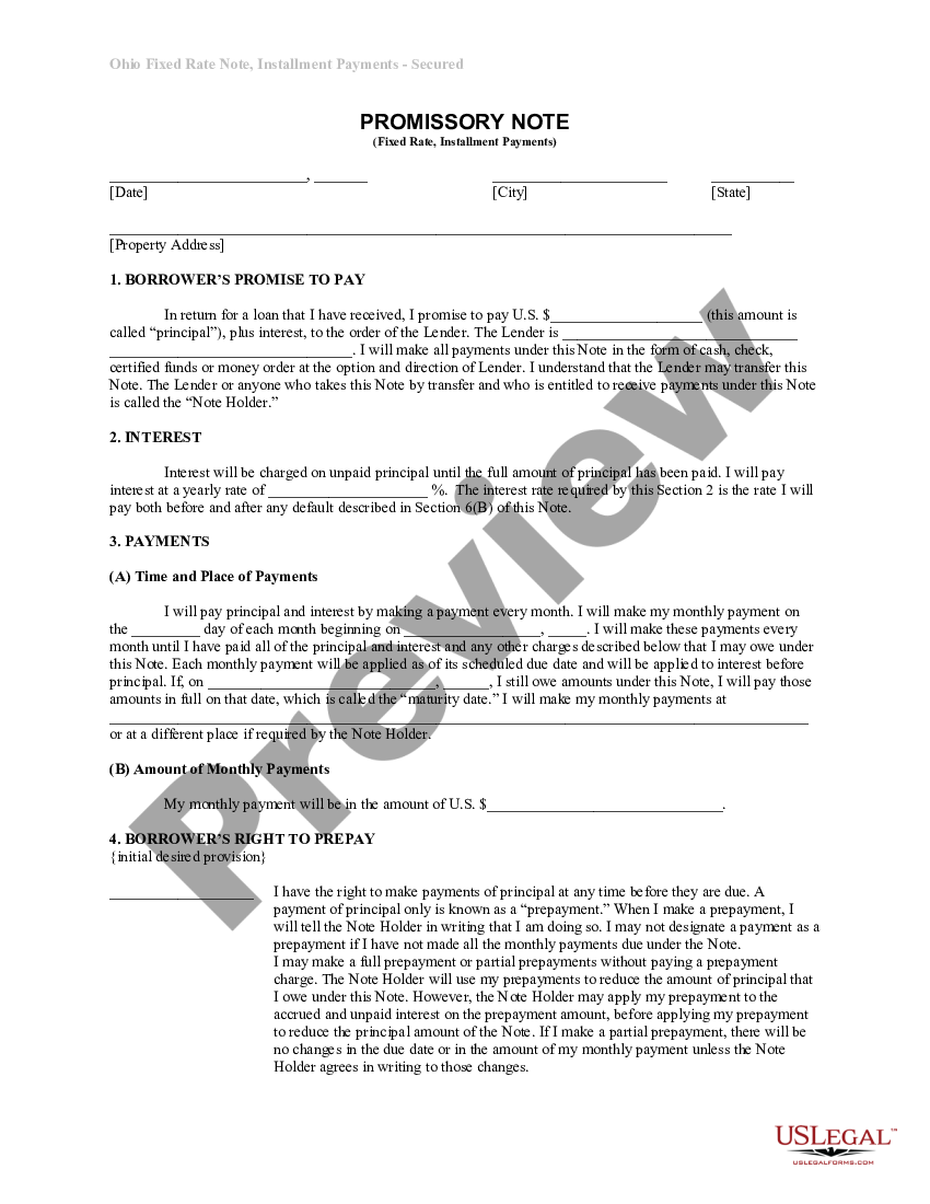 Promissory Note Template Ohio