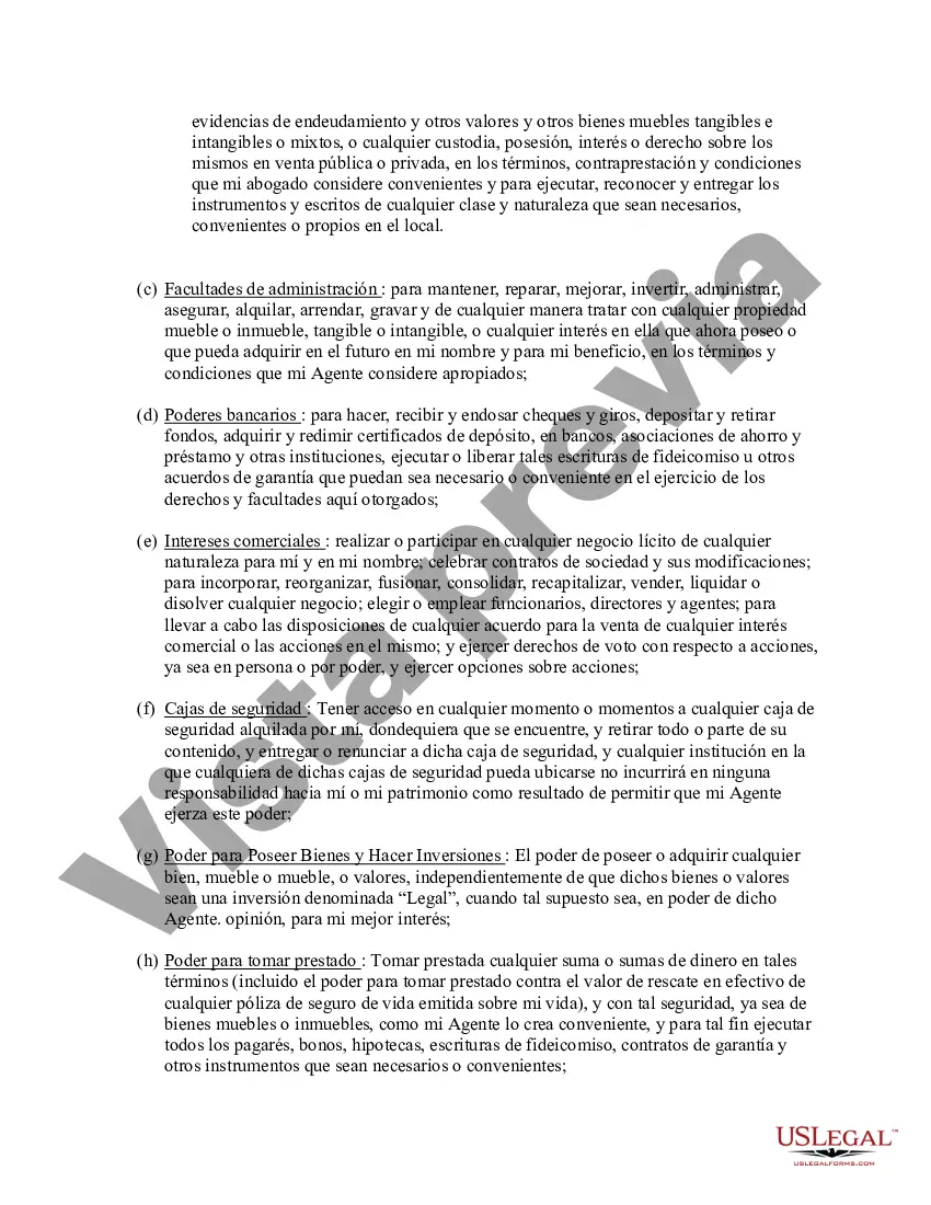 Preview Poder general duradero para la propiedad y las finanzas o efectivo financiero en caso de incapacidad