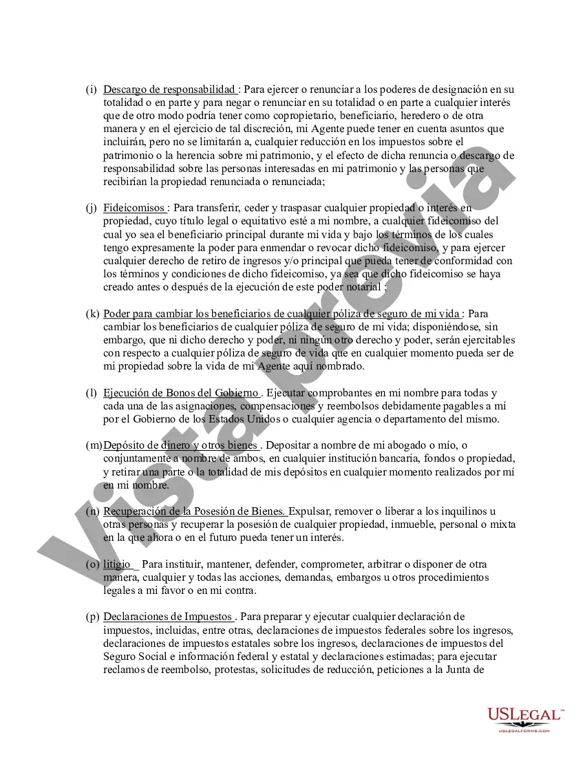 Preview Poder general duradero para la propiedad y las finanzas o efectivo financiero en caso de incapacidad