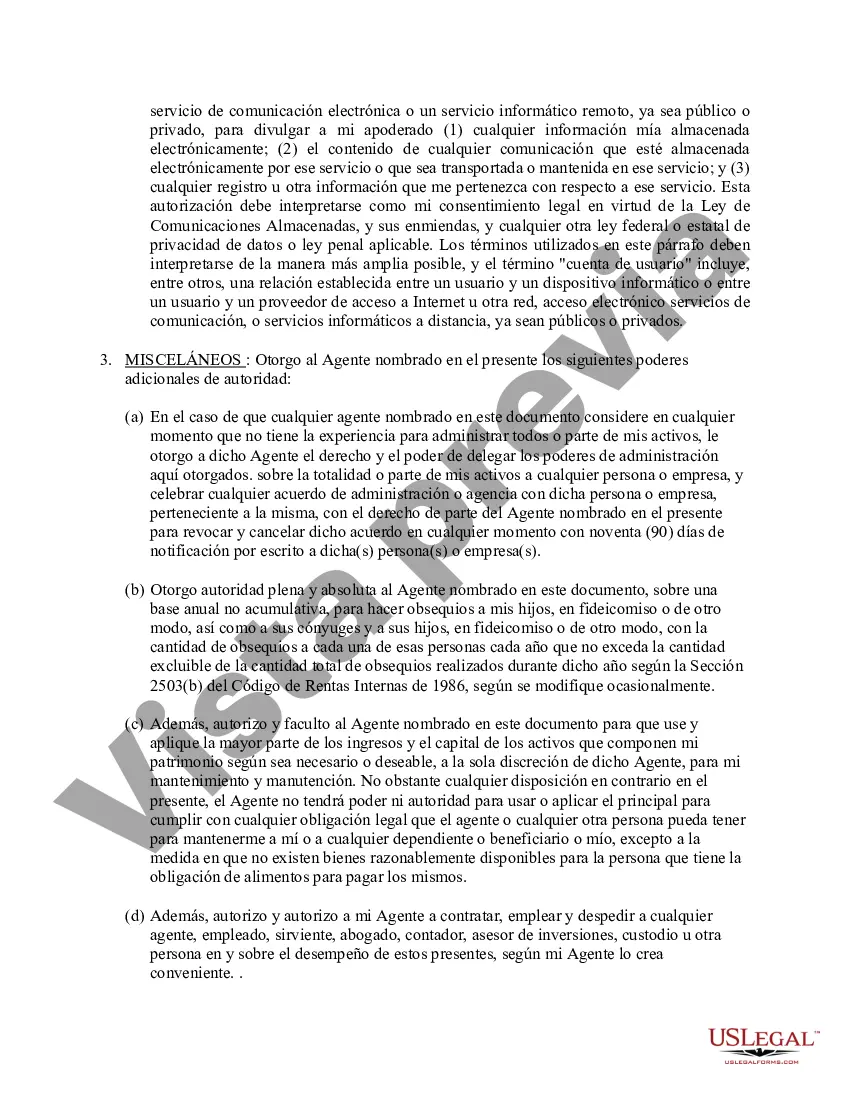 Preview Poder general duradero para la propiedad y las finanzas o efectivo financiero en caso de incapacidad