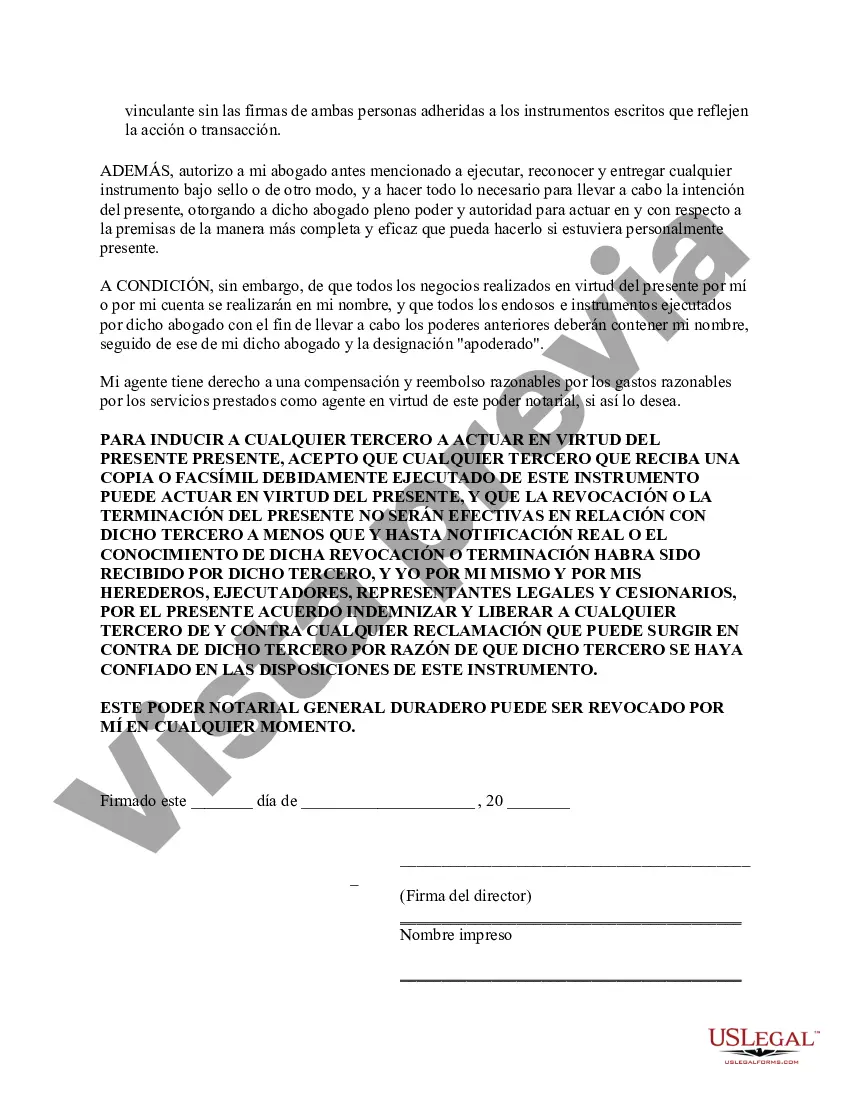 Preview Poder general duradero para la propiedad y las finanzas o efectivo financiero en caso de incapacidad