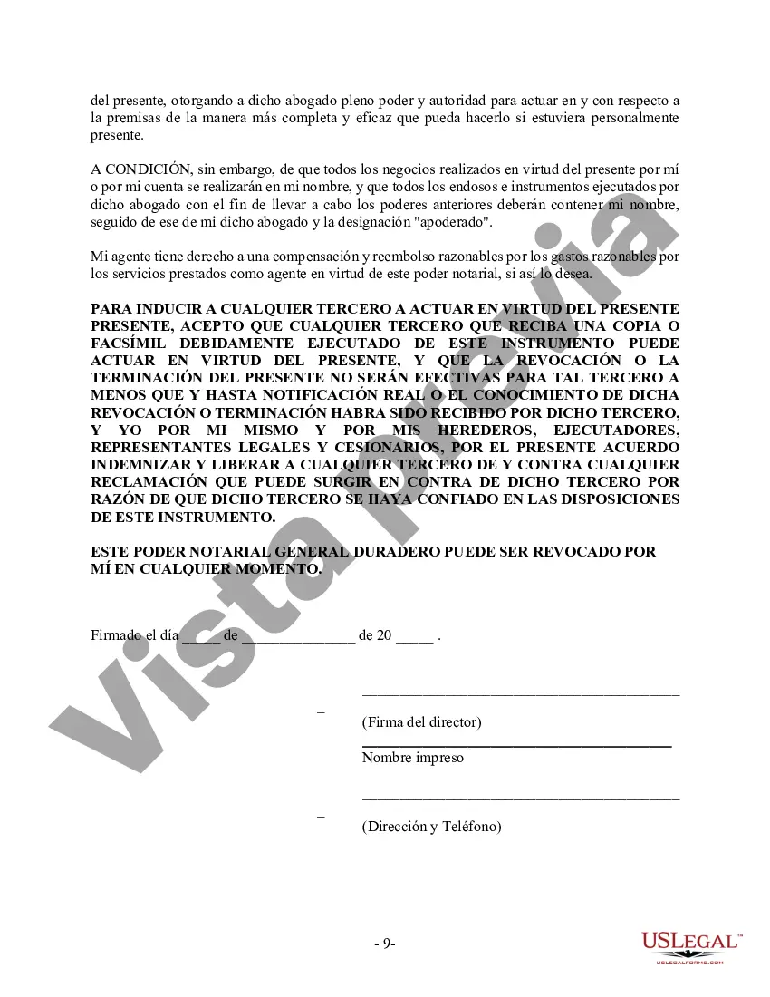 Preview Poder General Duradero para Bienes y Finanzas o Financiero Efectivo Inmediatamente