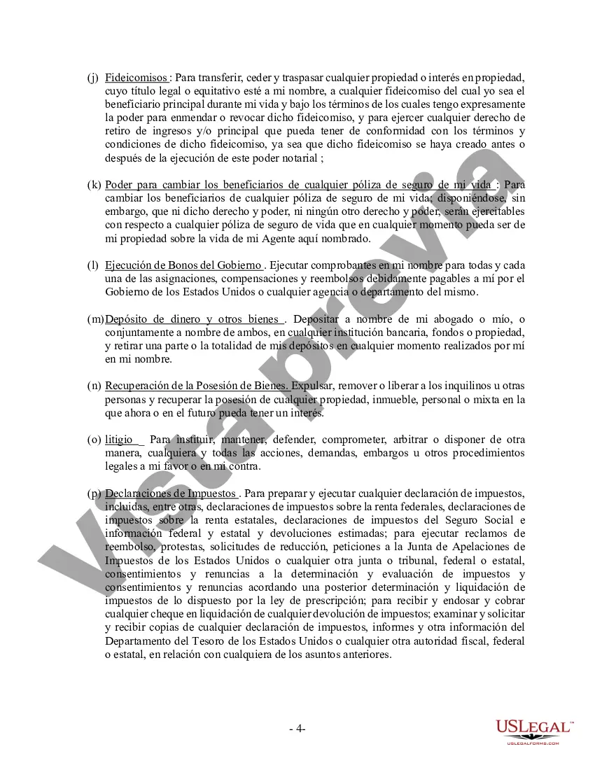 Preview Poder General Duradero para Bienes y Finanzas o Financiero Efectivo Inmediatamente