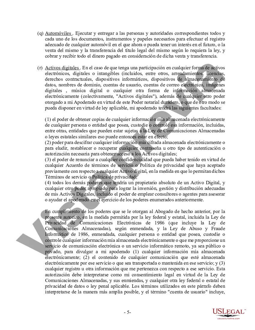 Preview Poder General Duradero para Bienes y Finanzas o Financiero Efectivo Inmediatamente