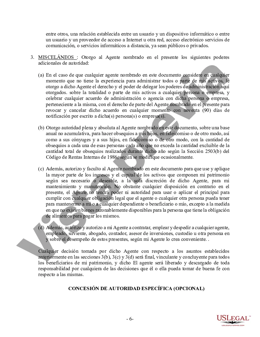 Preview Poder General Duradero para Bienes y Finanzas o Financiero Efectivo Inmediatamente