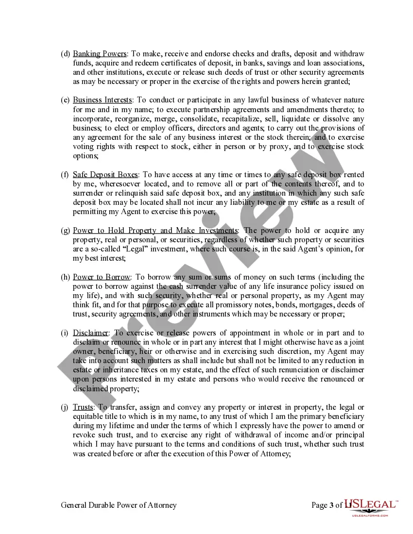 Preview General Durable Power of Attorney for Property and Finances or Financial Effective Immediately